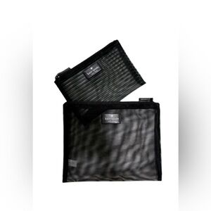 Kate Spade 2 piece Mesh Pouch set zipper black bag travel
